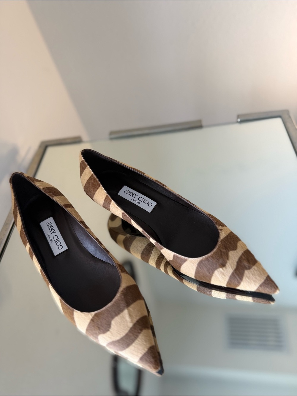 New Jimmy Choo Amelia 35 Chocolate Zebra Printed Pony Pumps $1,095 39.5 - Picture 12 of 14